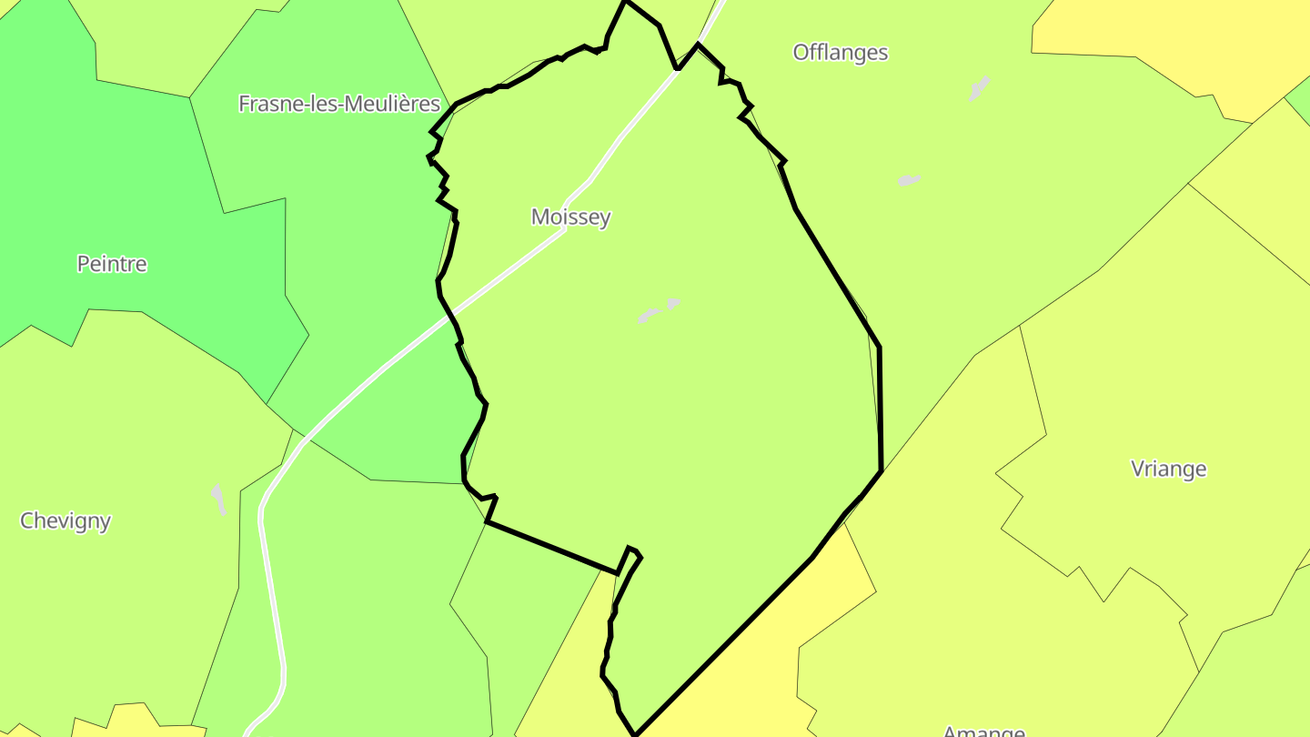 Carte des prix de l'immobilier Moissey