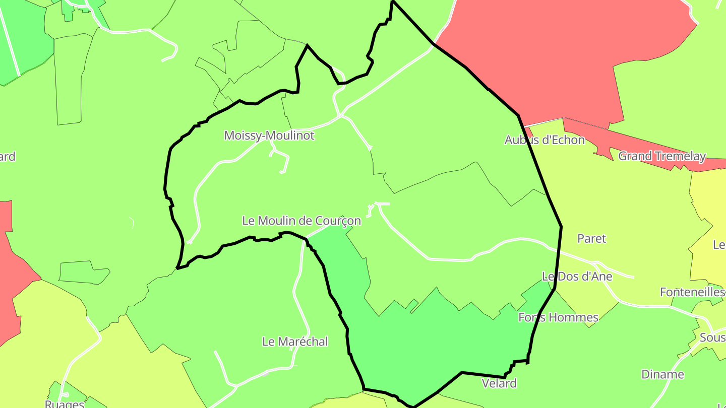 Carte des prix de l'immobilier Moissy-Moulinot
