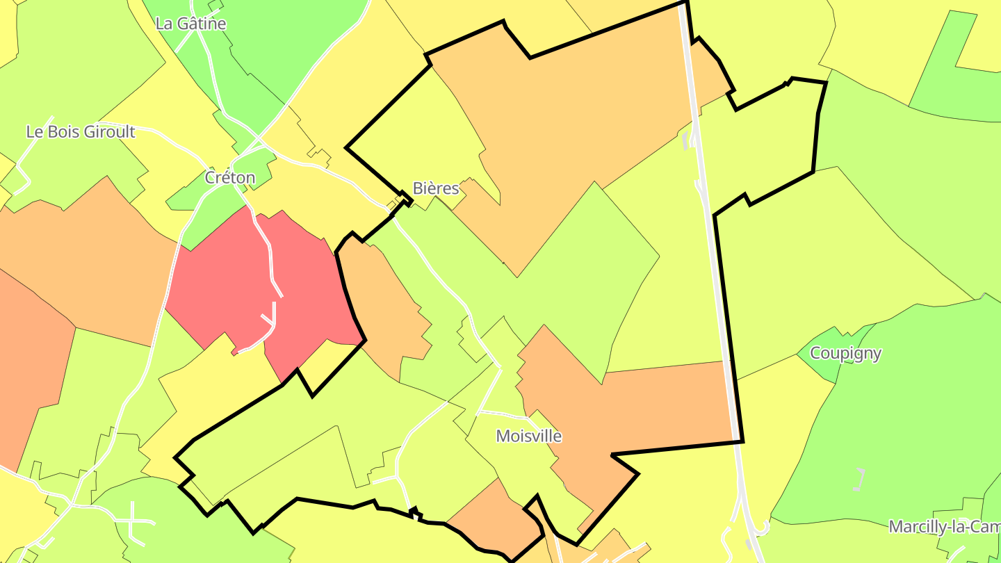 Carte des prix de l'immobilier Moisville
