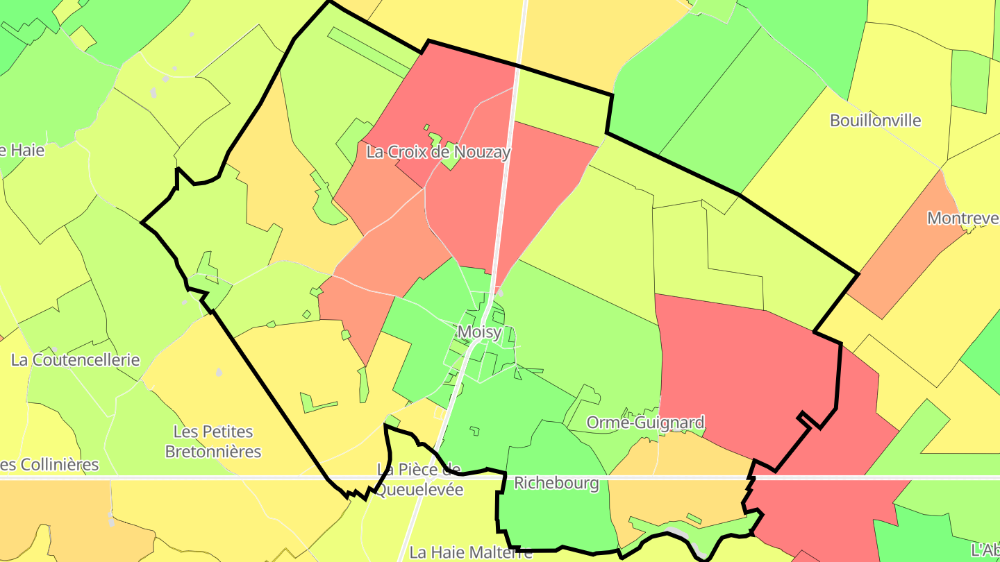 Carte des prix de l'immobilier Moisy
