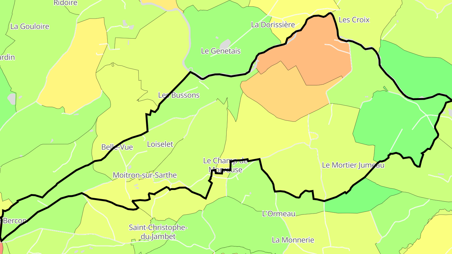 Carte des prix de l'immobilier Moitron-sur-Sarthe