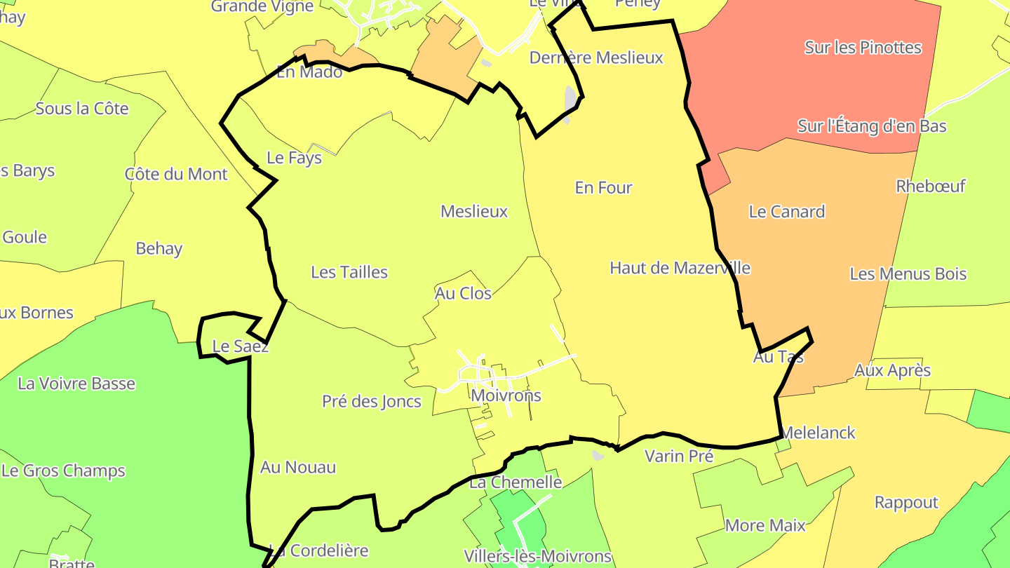 Carte des prix de l'immobilier Moivrons