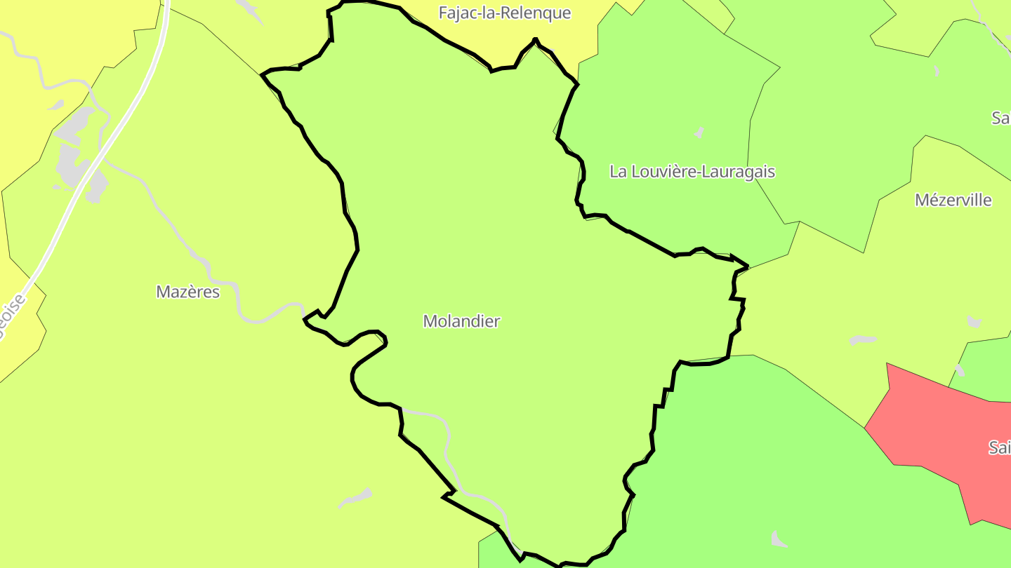Carte des prix de l'immobilier Molandier