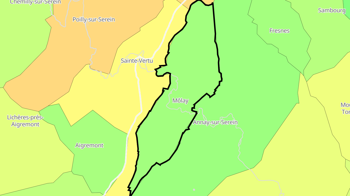 Carte des prix de l'immobilier Môlay