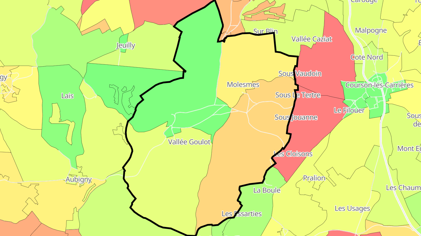 Carte des prix de l'immobilier Molesmes
