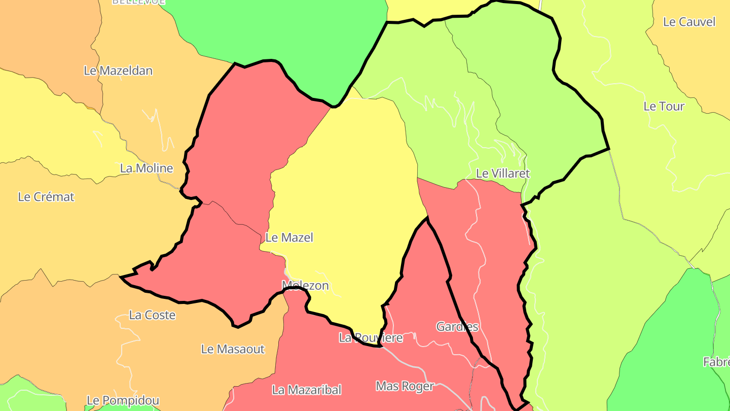 Carte des prix de l'immobilier Molezon