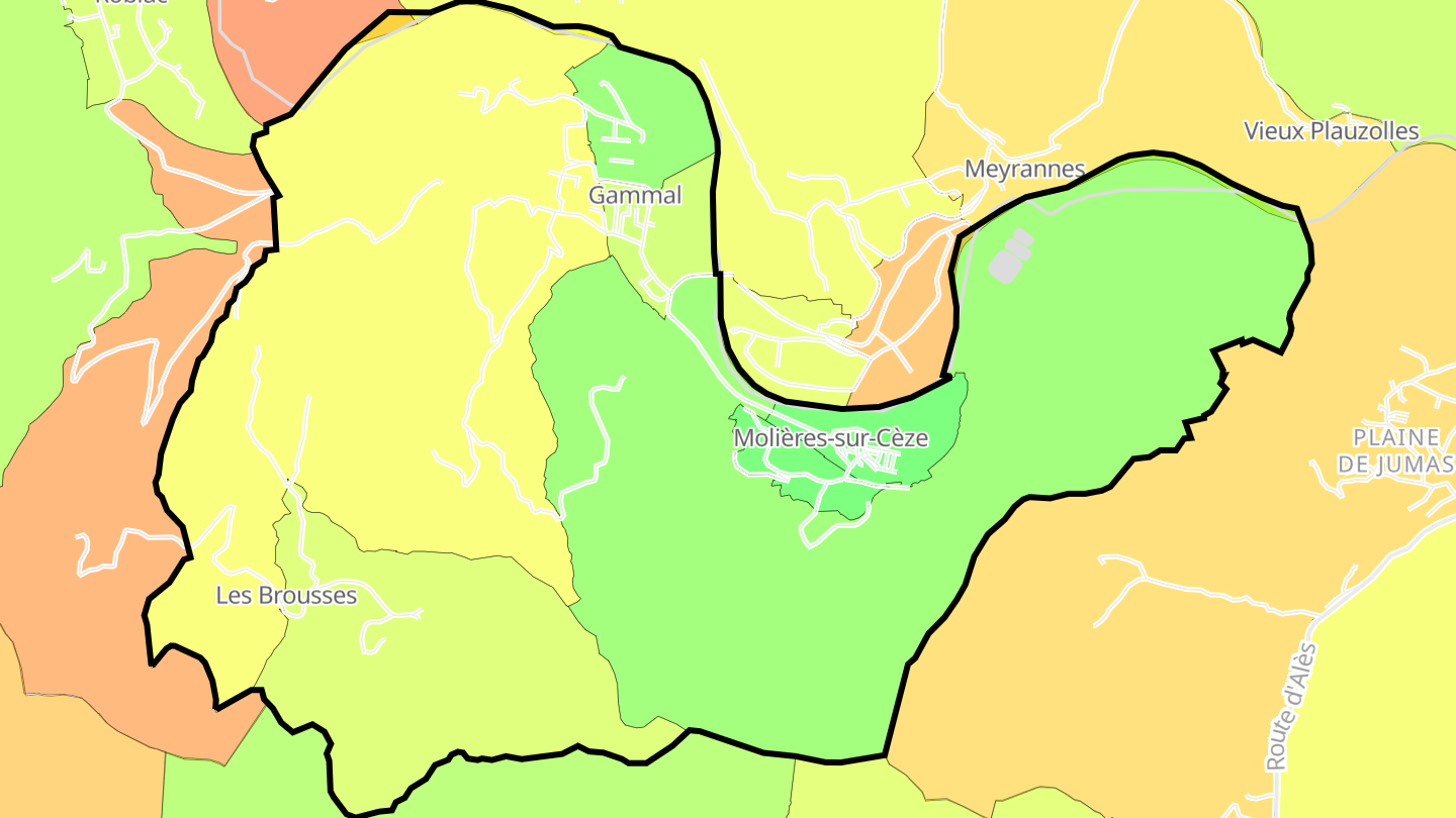 Carte des prix de l'immobilier Molières-sur-Cèze