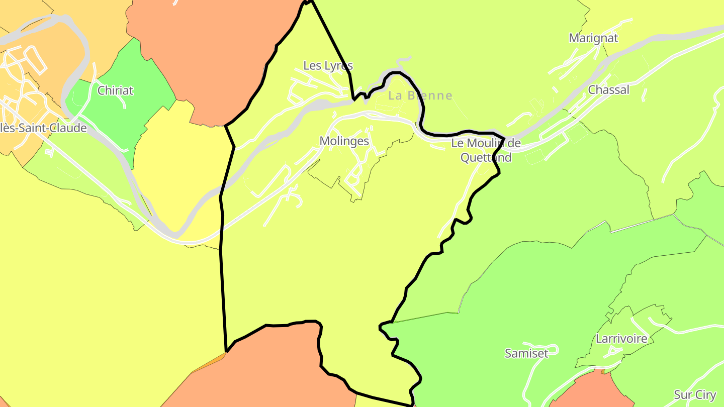Carte des prix de l'immobilier Molinges