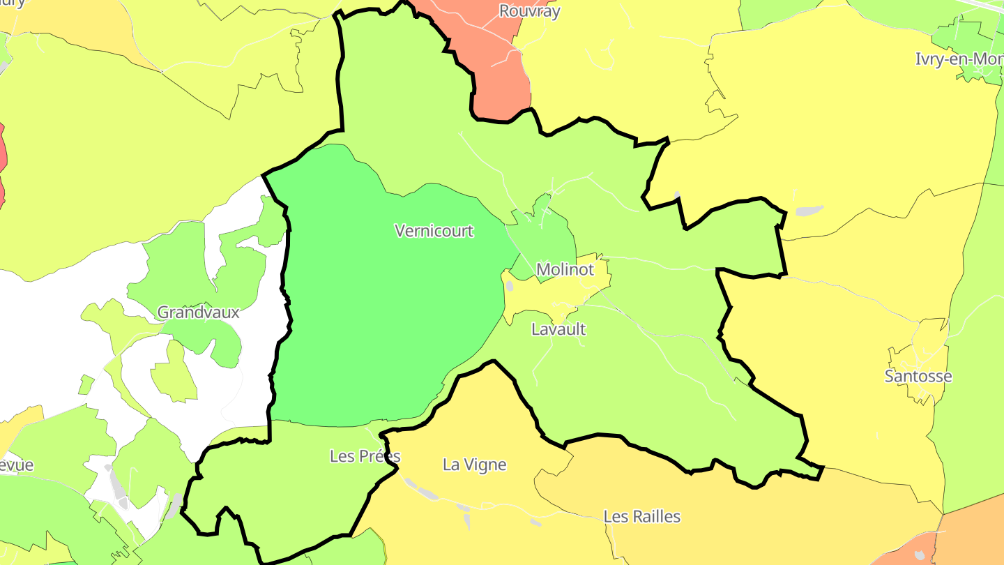 Carte des prix de l'immobilier Molinot