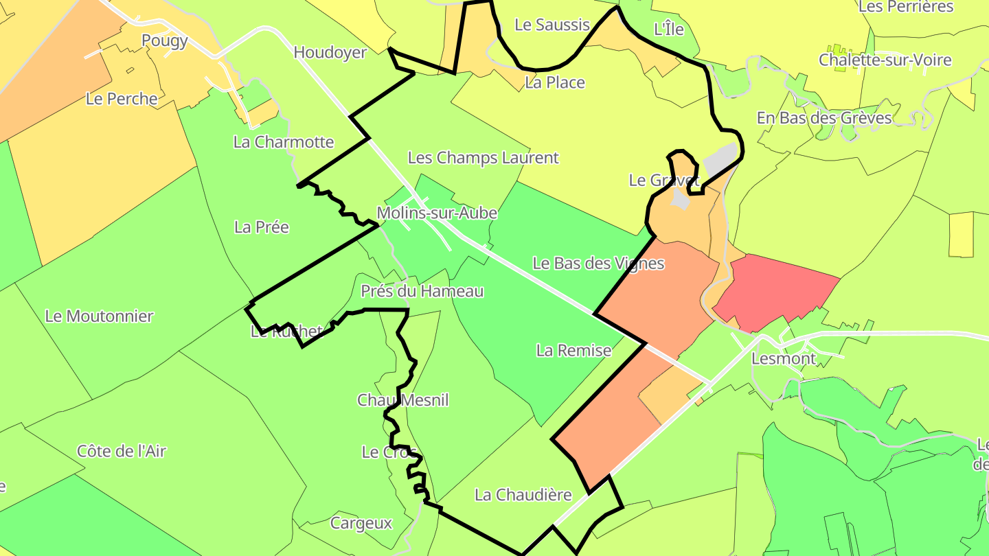 Carte des prix de l'immobilier Molins-sur-Aube