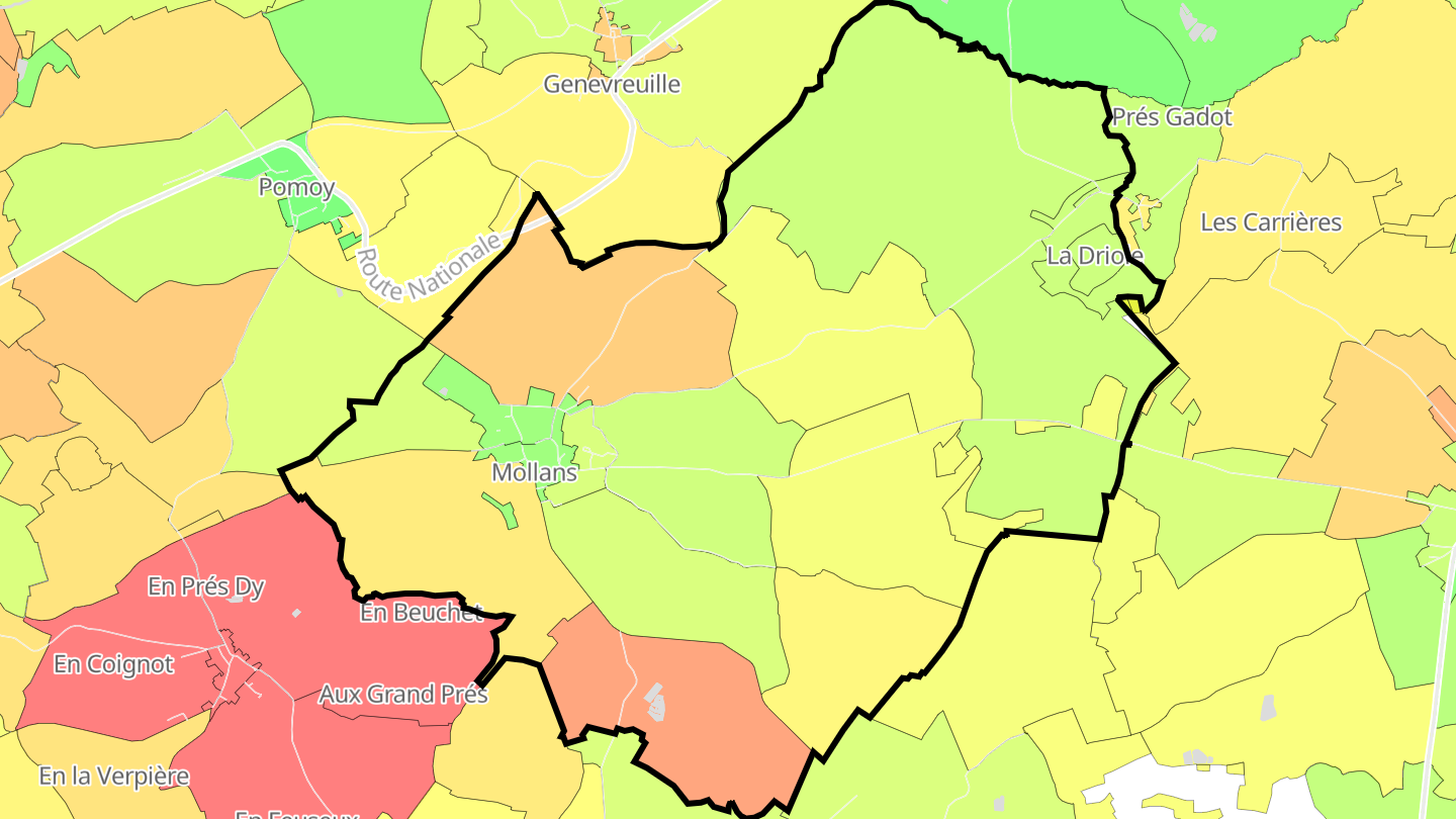 Carte des prix de l'immobilier Mollans