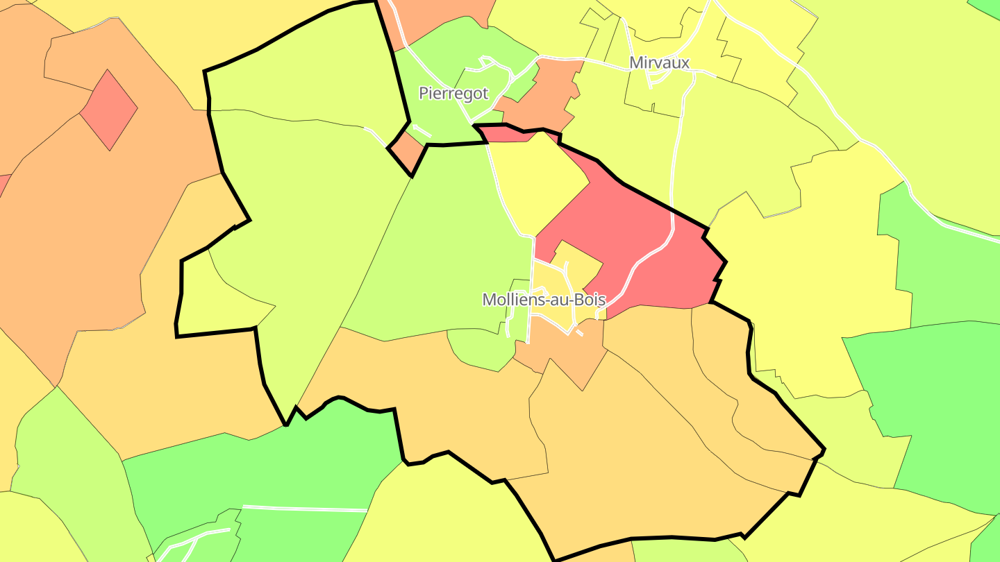 Carte des prix de l'immobilier Molliens-au-Bois
