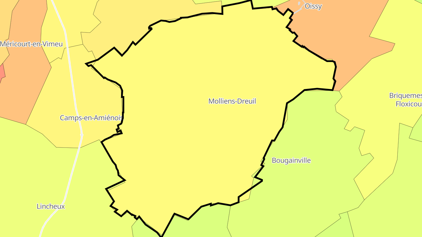 Carte des prix de l'immobilier Molliens-Dreuil