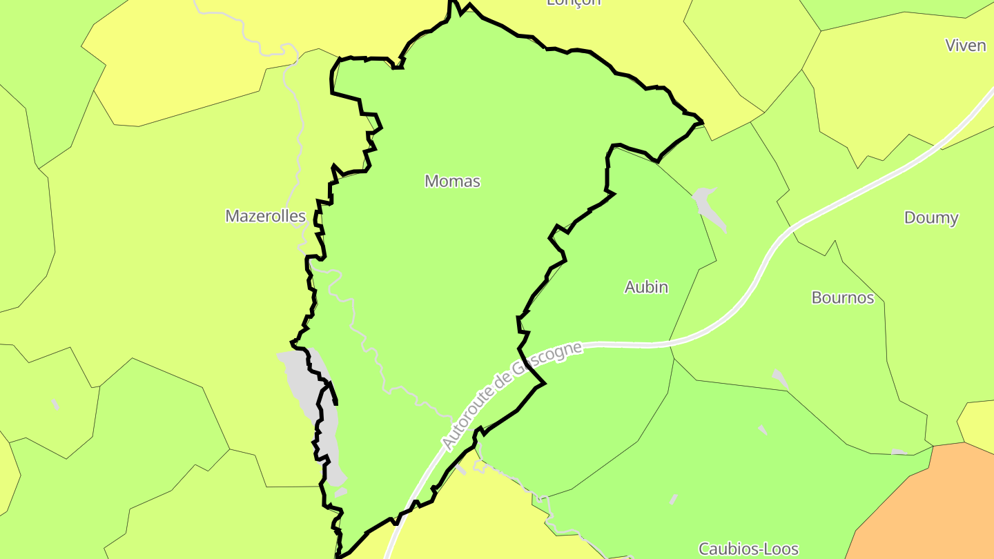 Carte des prix de l'immobilier Momas