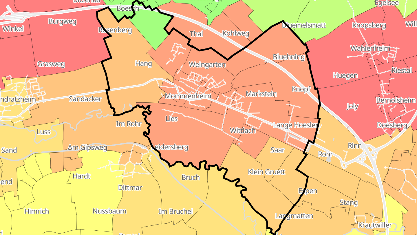Carte des prix de l'immobilier Mommenheim