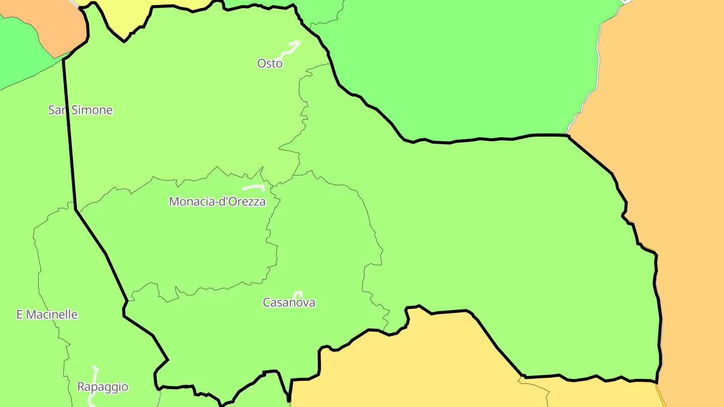 Carte des prix de l'immobilier Monacia-d'Orezza