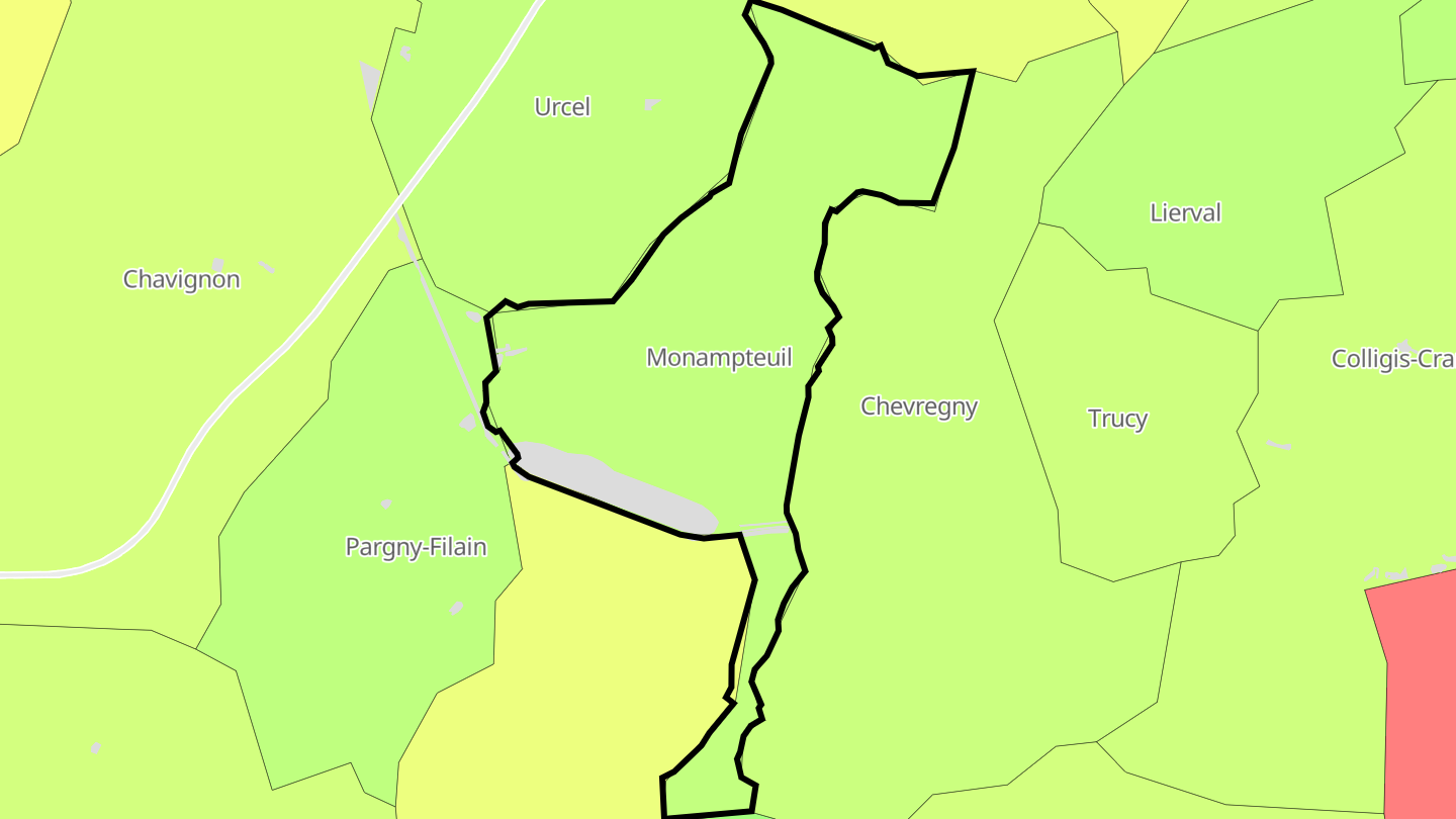 Carte des prix de l'immobilier Monampteuil
