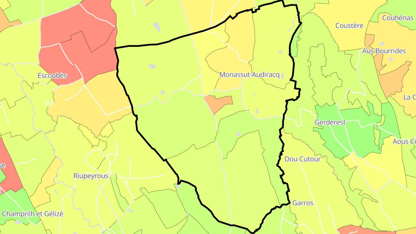 Carte des prix de l'immobilier Monassut-Audiracq