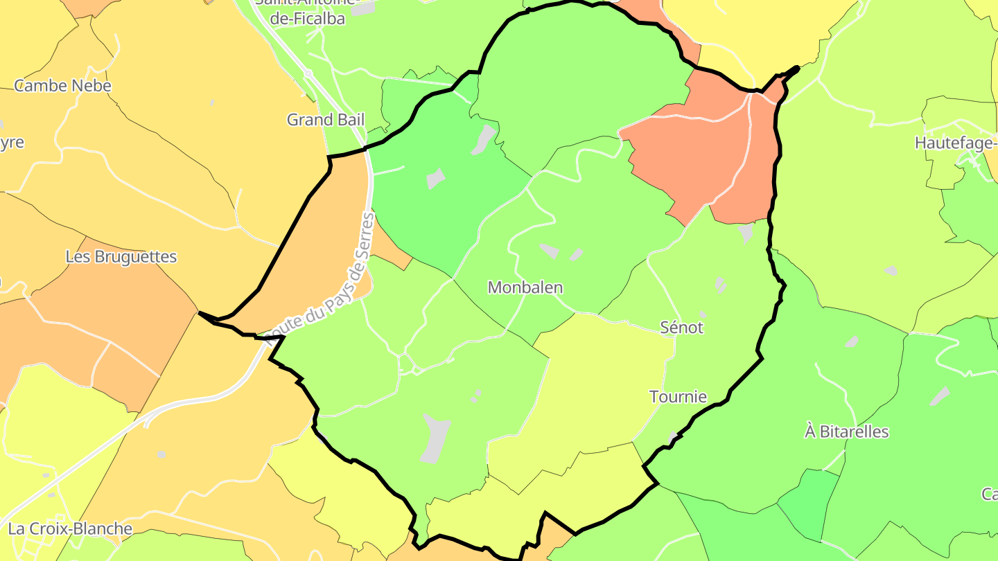 Carte des prix de l'immobilier Monbalen