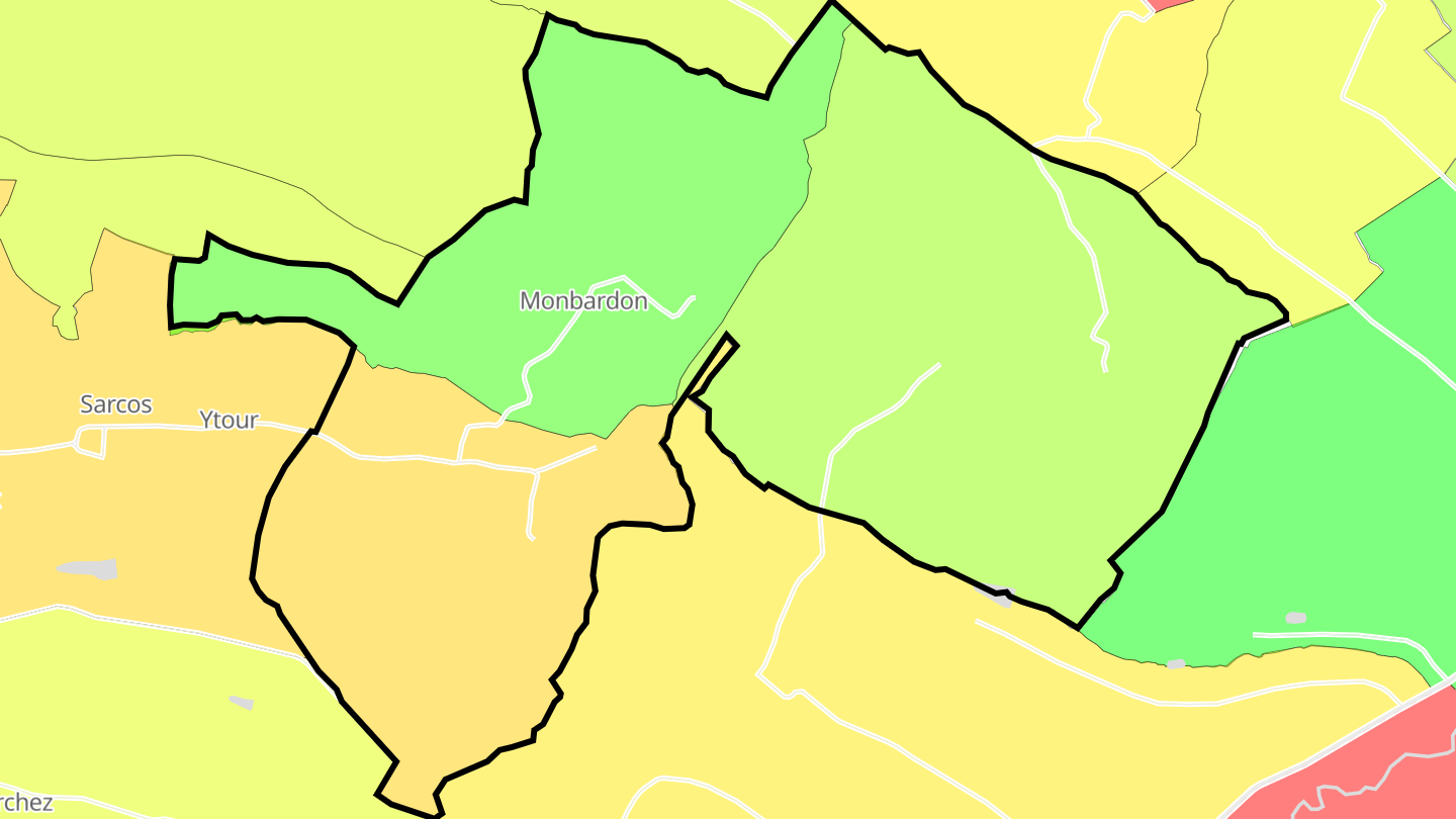 Carte des prix de l'immobilier Monbardon