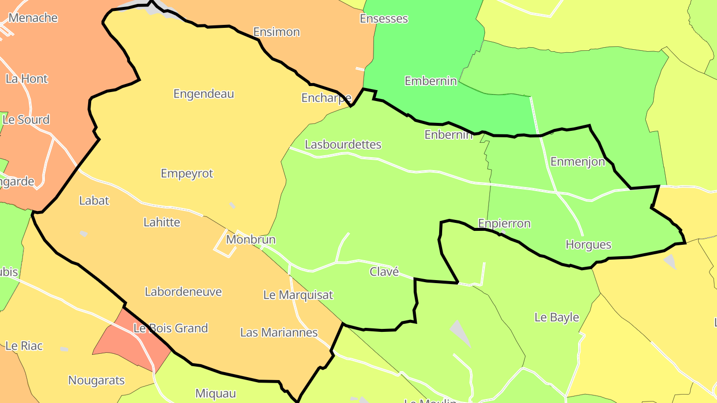 Carte des prix de l'immobilier Monbrun
