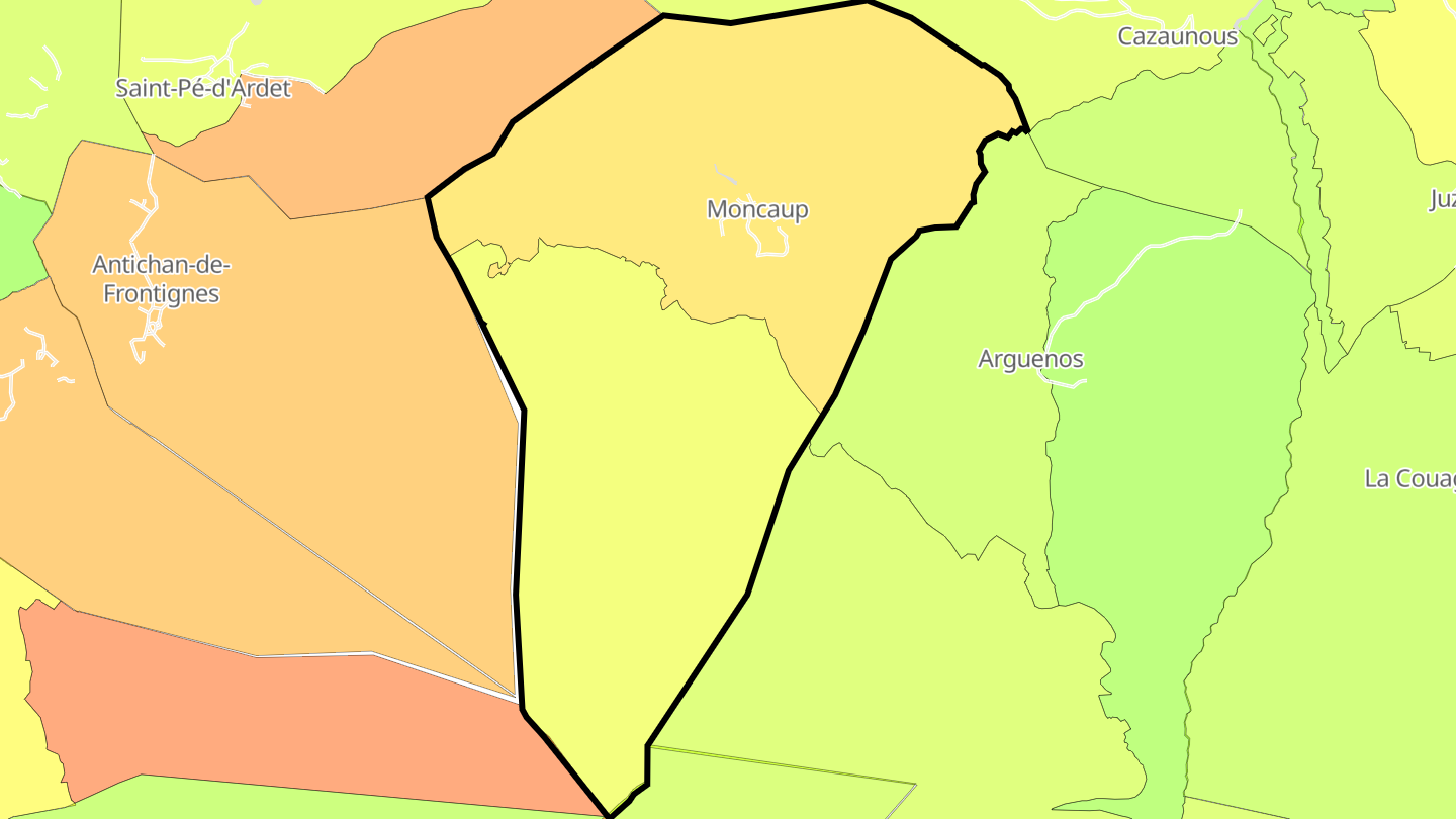 Carte des prix de l'immobilier Moncaup