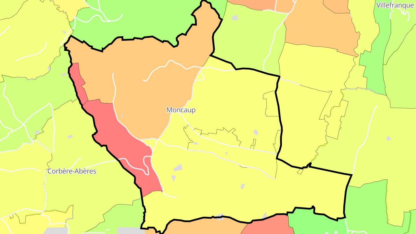 Carte des prix de l'immobilier Moncaup