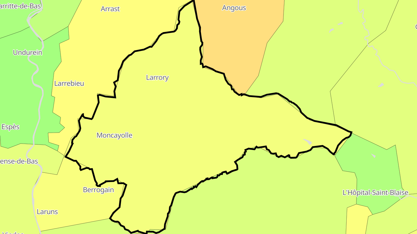 Carte des prix de l'immobilier Moncayolle-Larrory-Mendibieu