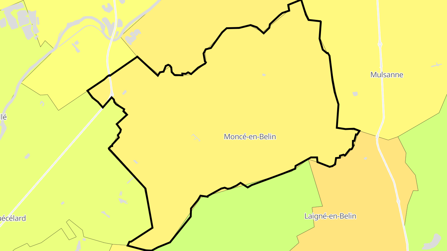 Carte des prix de l'immobilier Moncé-en-Belin