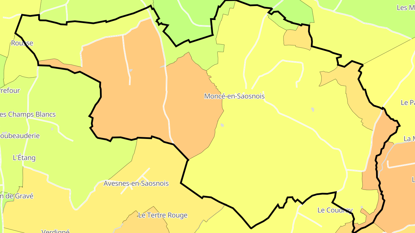 Carte des prix de l'immobilier Moncé-en-Saosnois