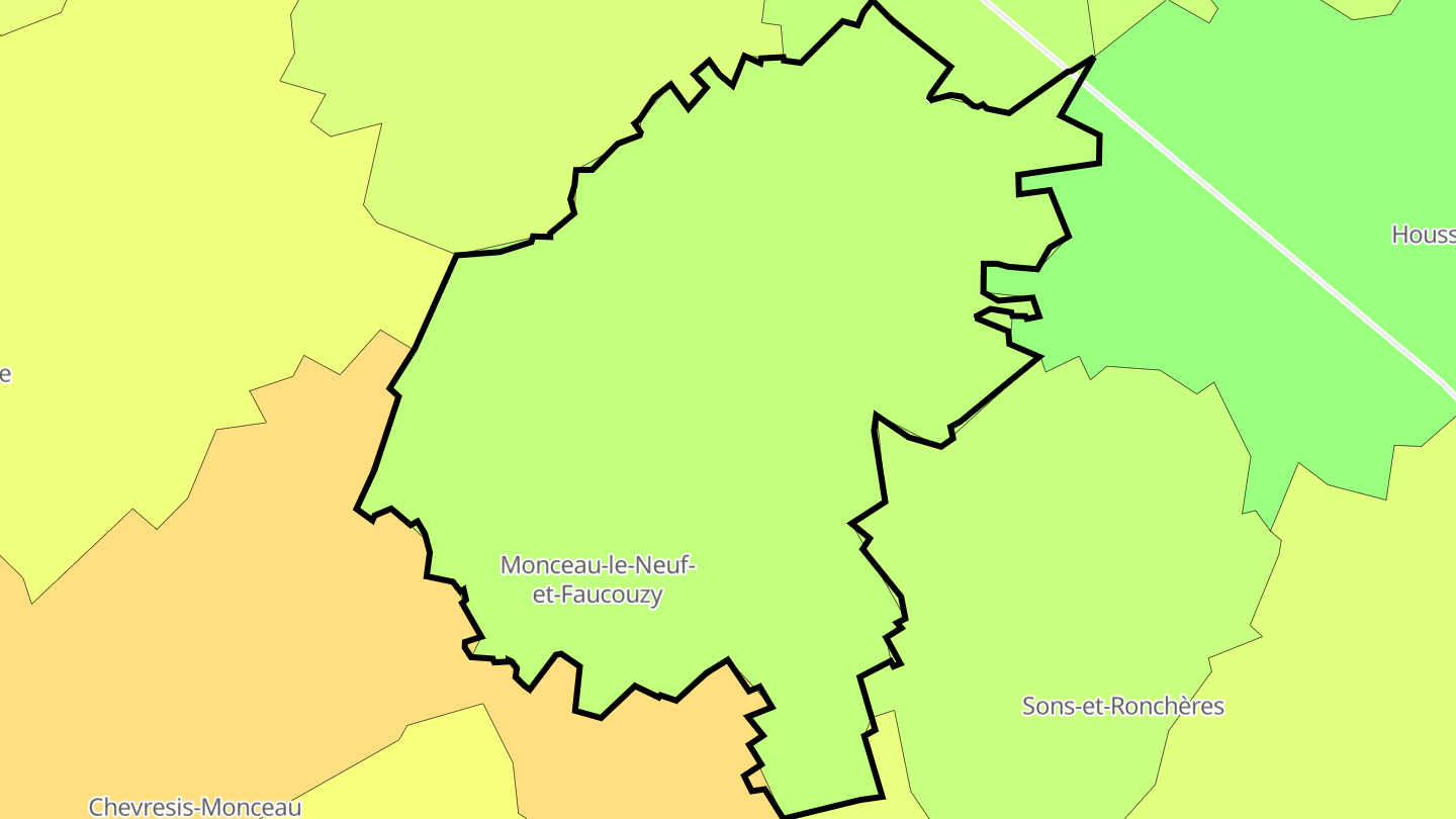 Carte des prix de l'immobilier Monceau-le-Neuf-et-Faucouzy