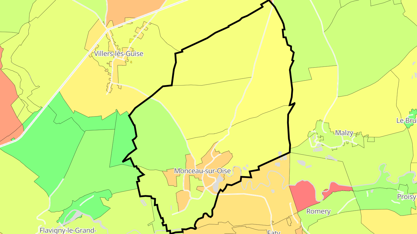 Carte des prix de l'immobilier Monceau-sur-Oise