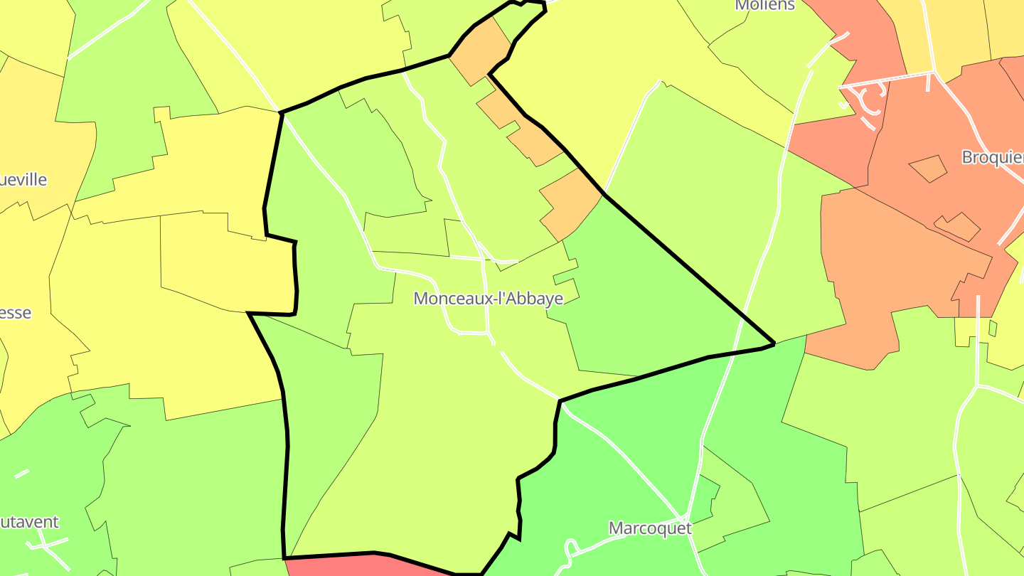 Carte des prix de l'immobilier Monceaux-l'Abbaye