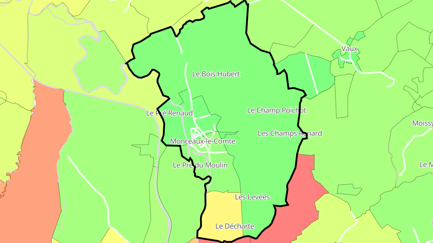 Carte des prix de l'immobilier Monceaux-le-Comte