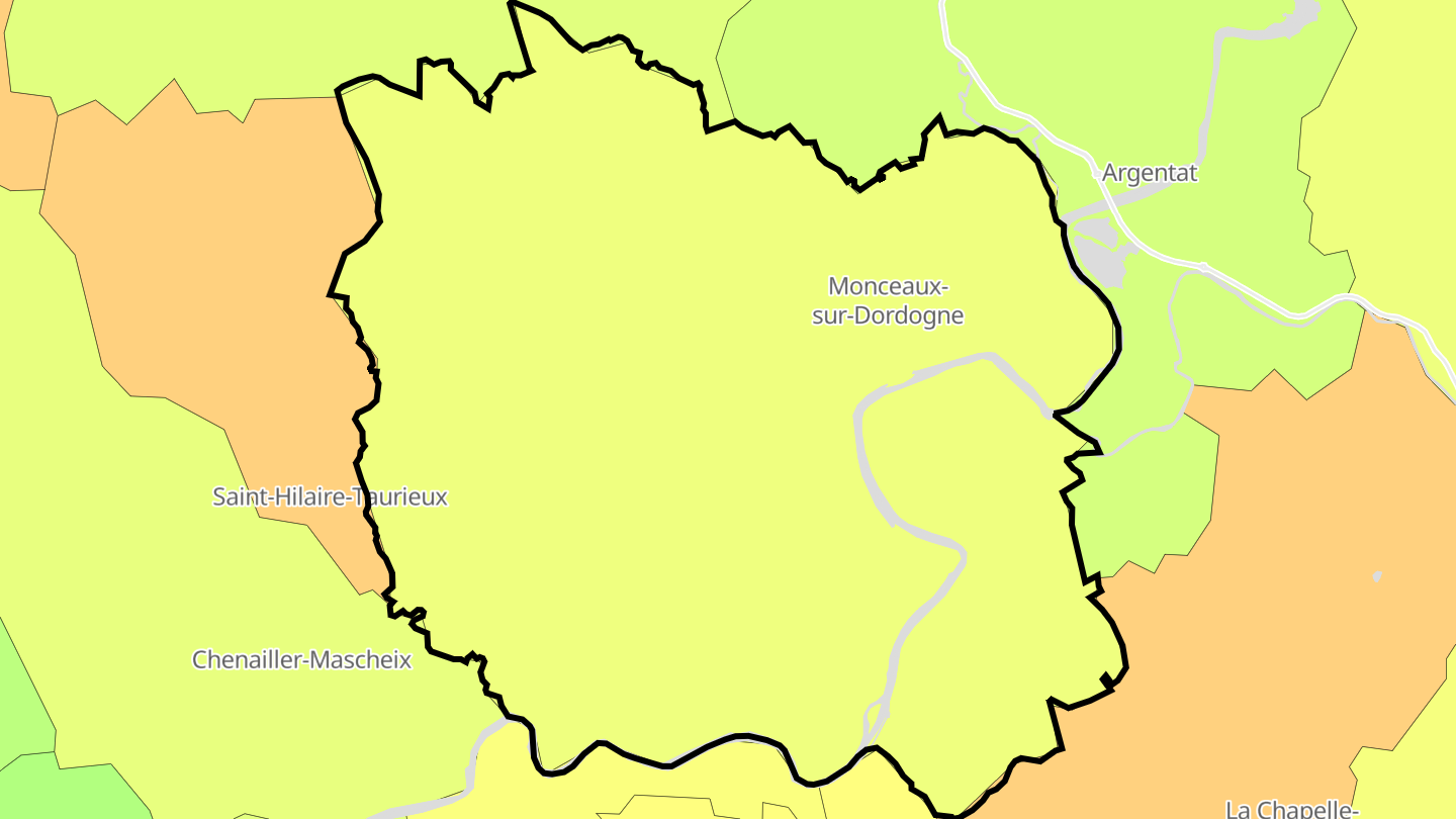 Carte des prix de l'immobilier Monceaux-sur-Dordogne