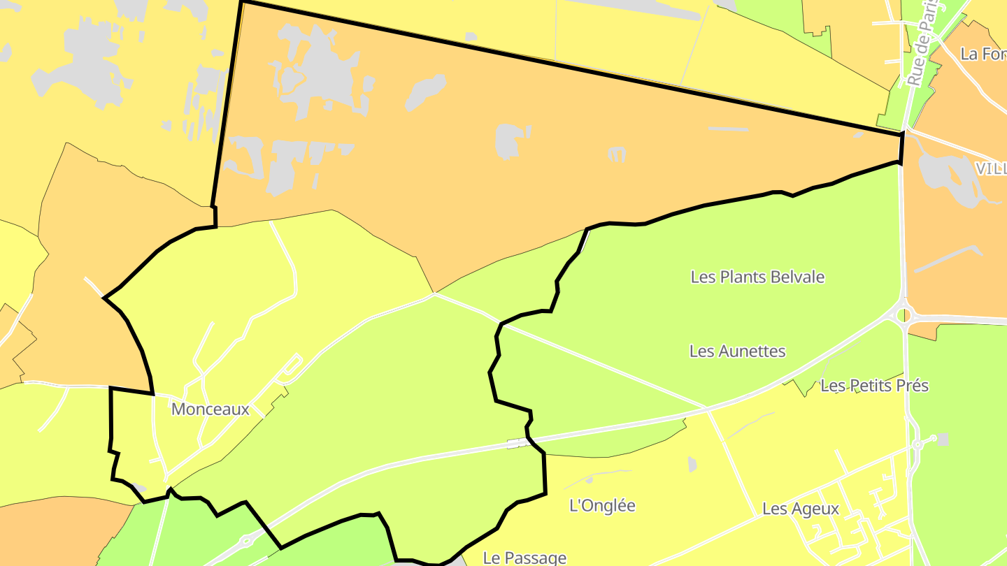 Carte des prix de l'immobilier Monceaux