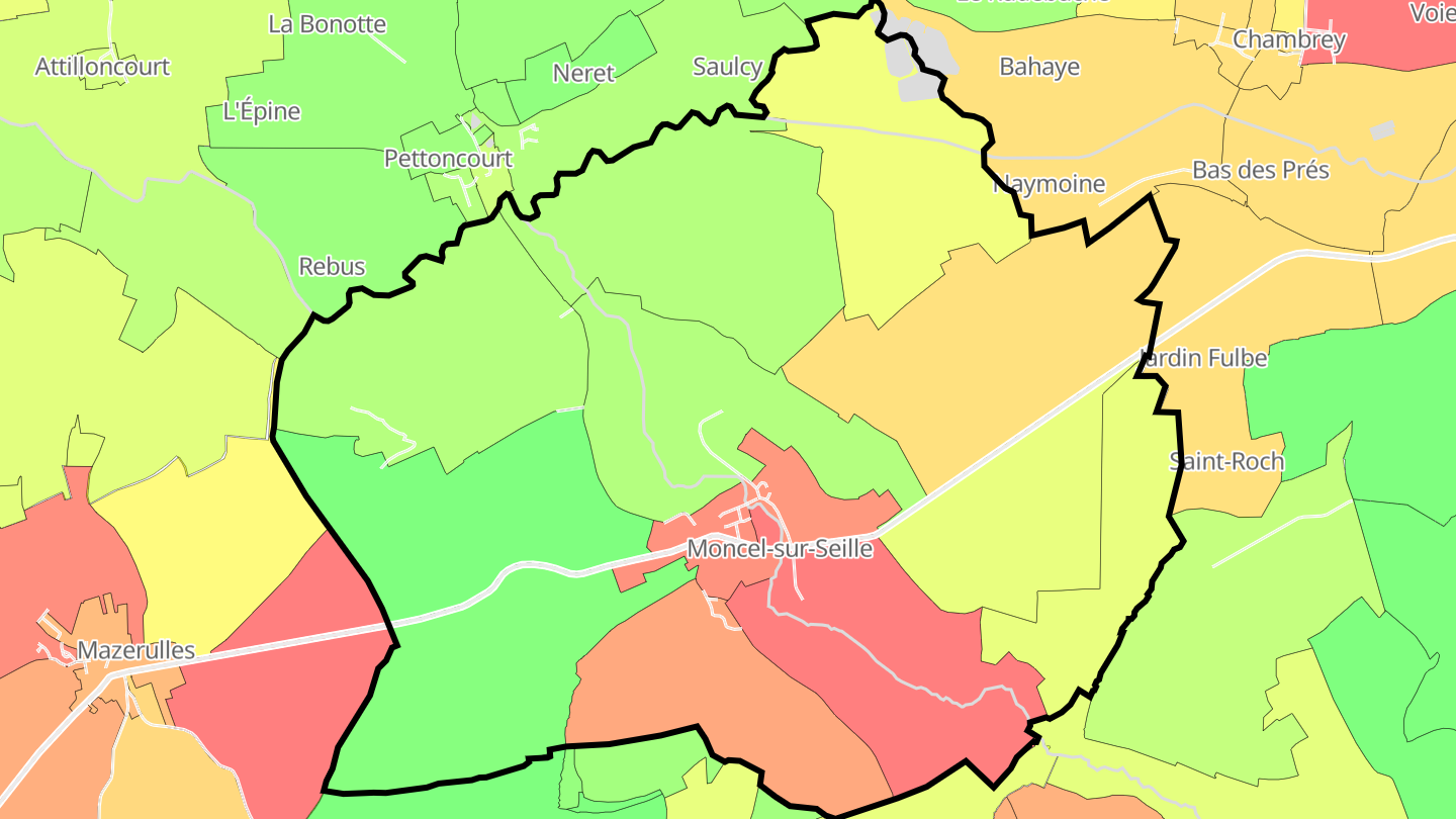 Carte des prix de l'immobilier Moncel-sur-Seille