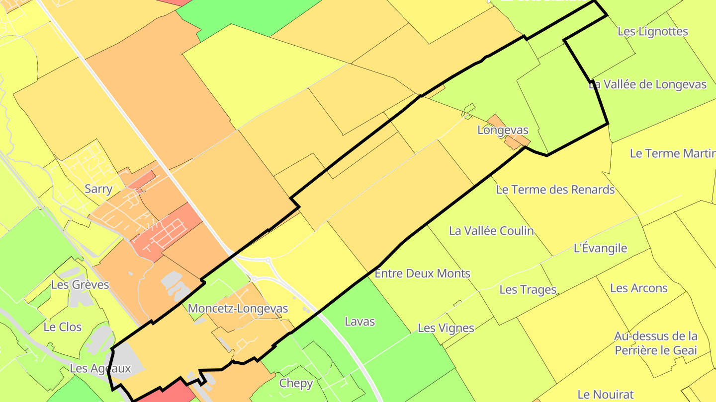 Carte des prix de l'immobilier Moncetz-Longevas