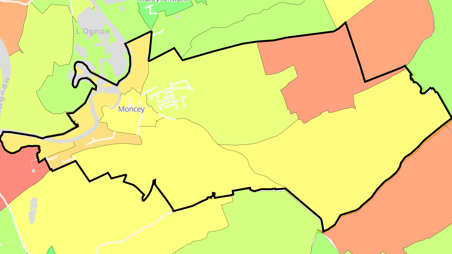 Carte des prix de l'immobilier Moncey