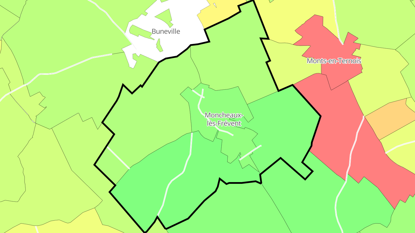 Carte des prix de l'immobilier Moncheaux-lès-Frévent