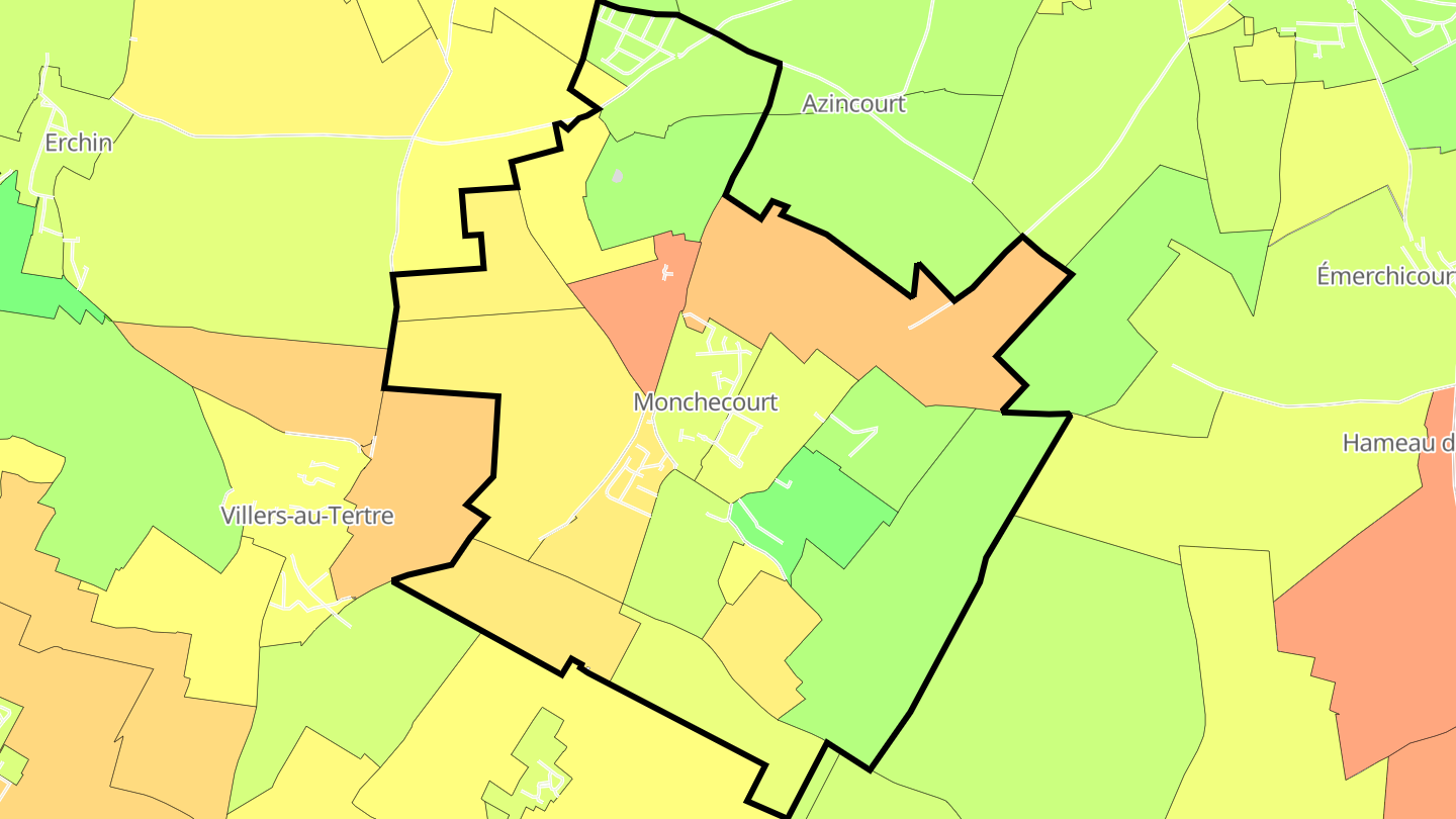 Carte des prix de l'immobilier Monchecourt
