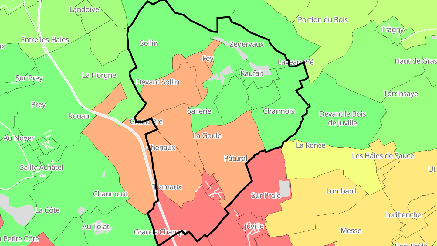 Carte des prix de l'immobilier Moncheux