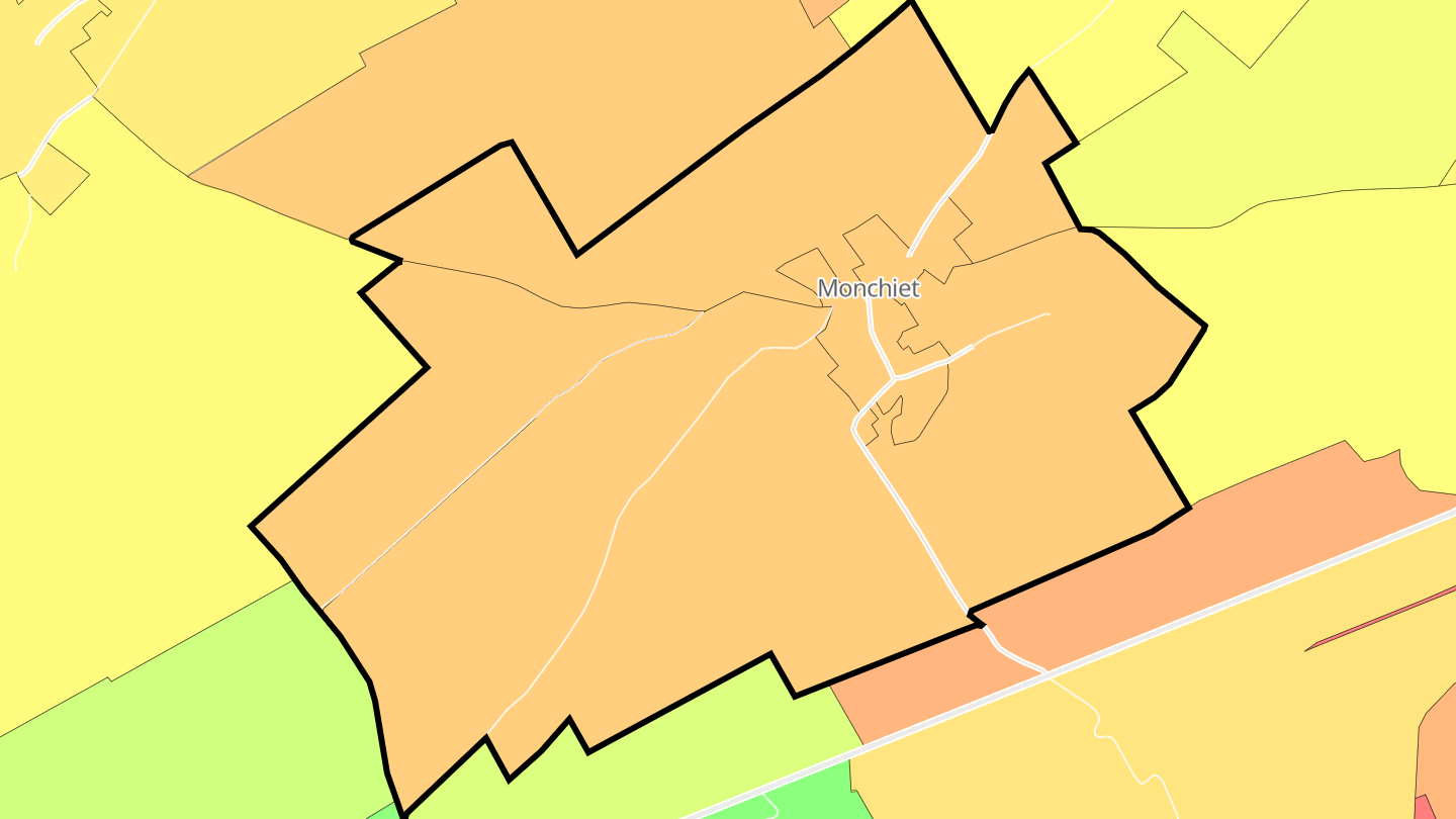 Carte des prix de l'immobilier Monchiet