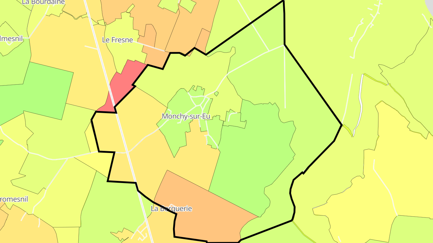 Carte des prix de l'immobilier Monchy-sur-Eu