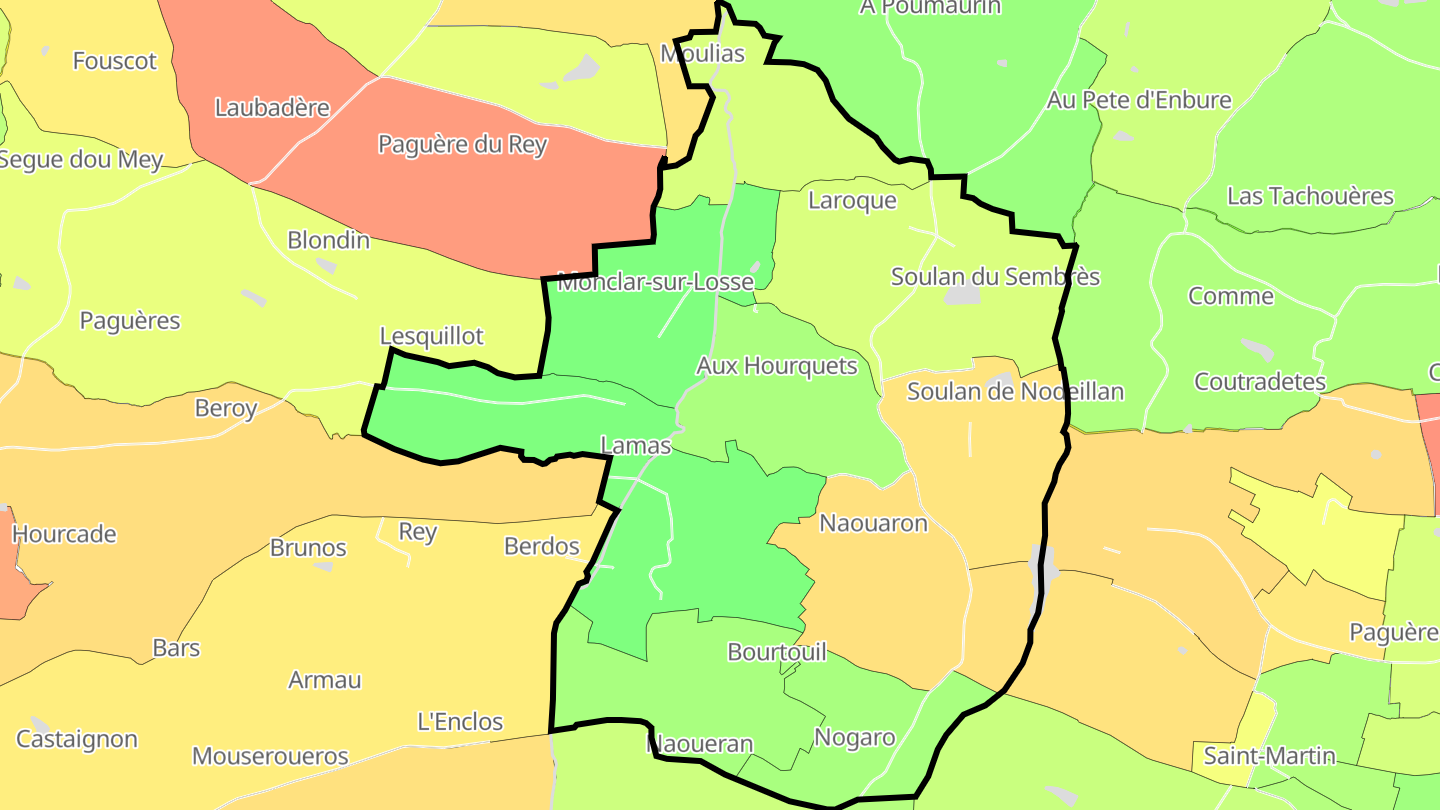 Carte des prix de l'immobilier Monclar-sur-Losse