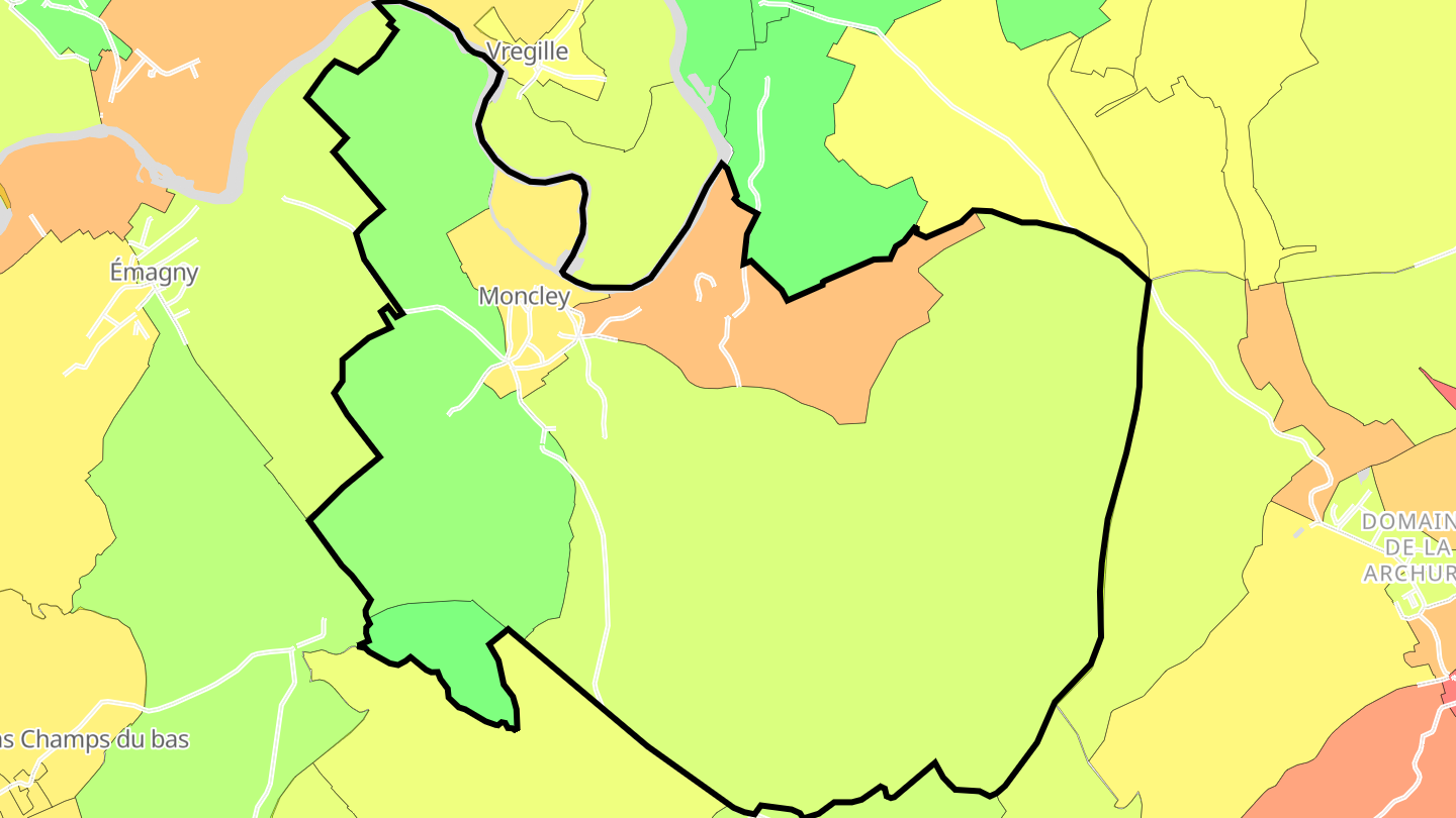 Carte des prix de l'immobilier Moncley