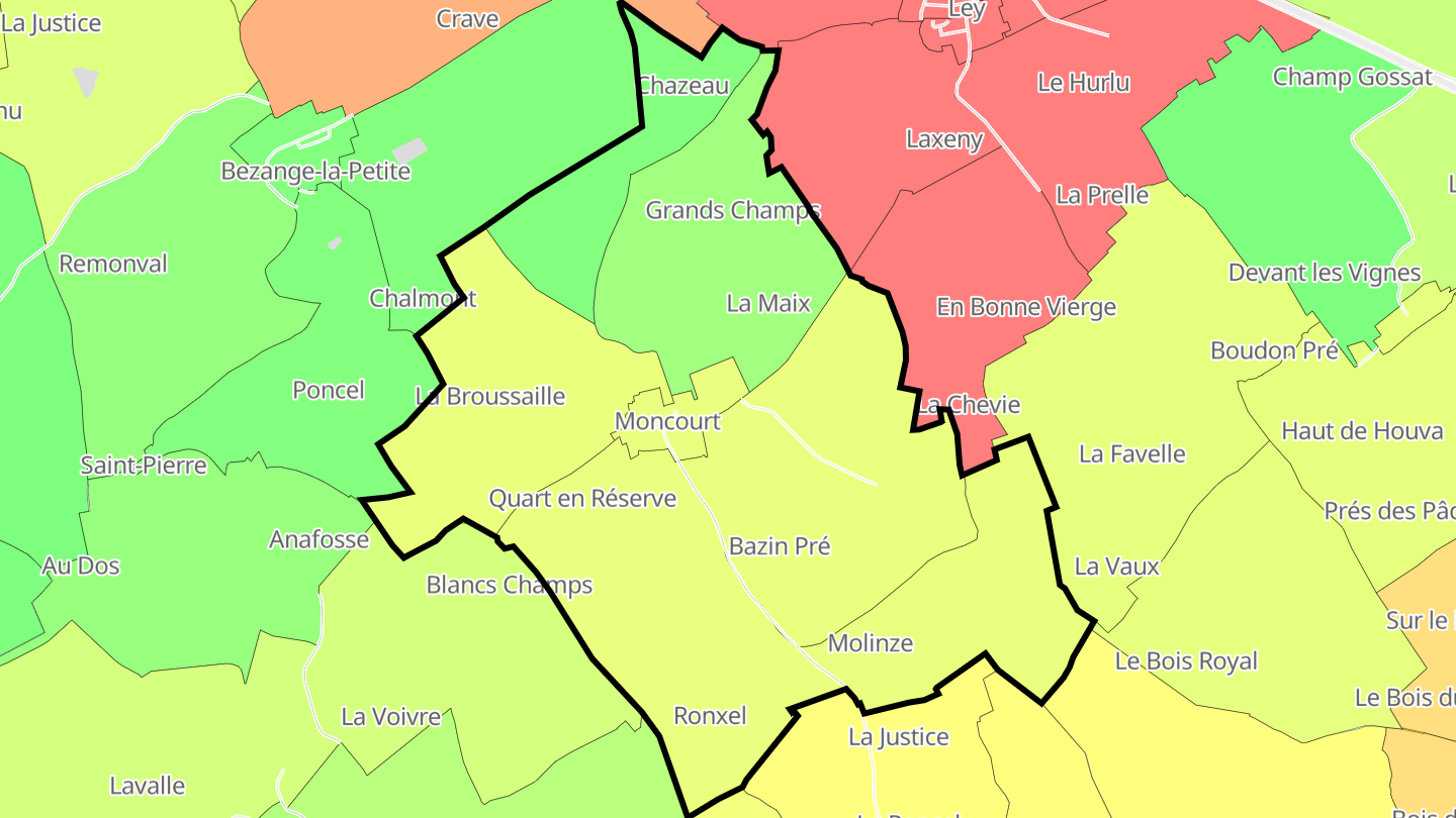 Carte des prix de l'immobilier Moncourt