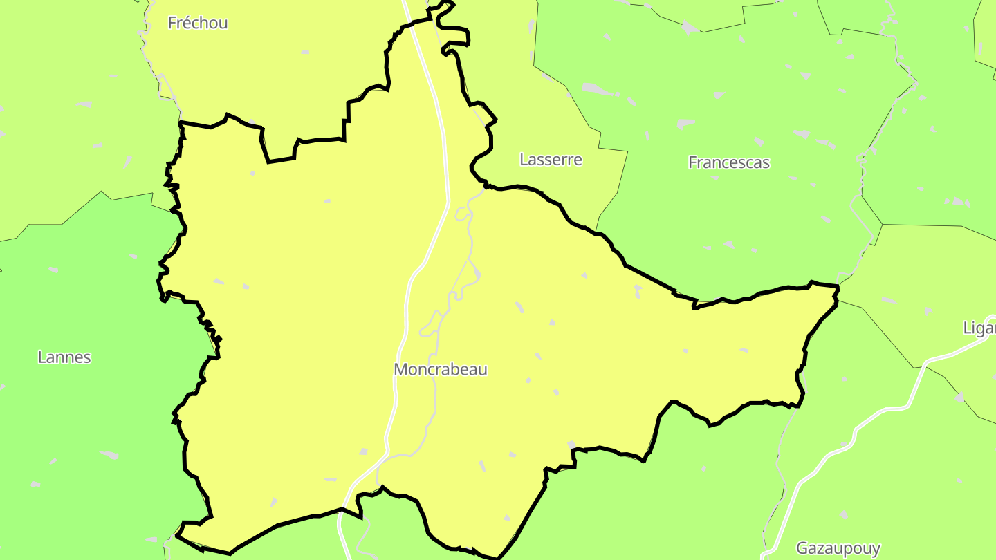 Carte des prix de l'immobilier Moncrabeau
