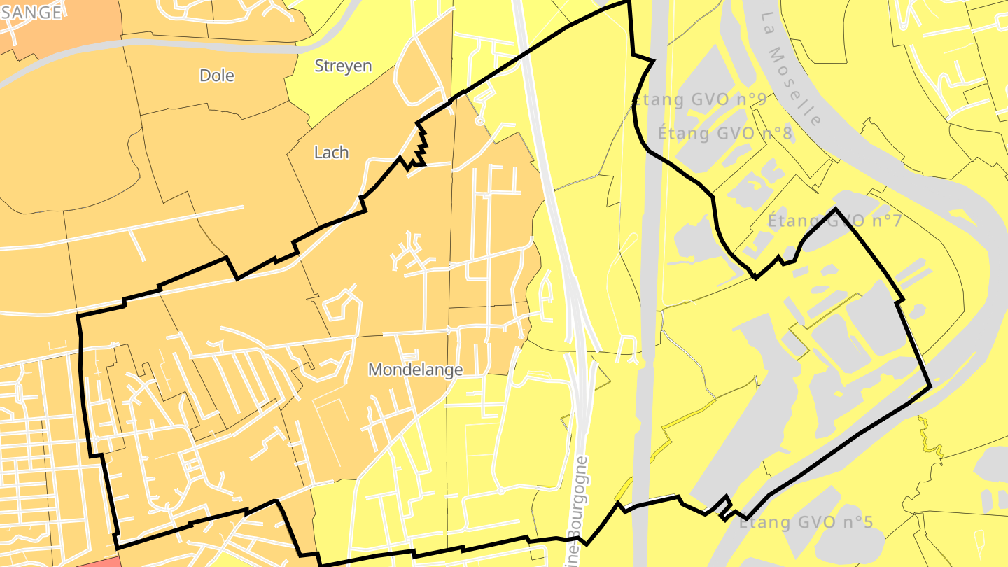Carte des prix de l'immobilier Mondelange