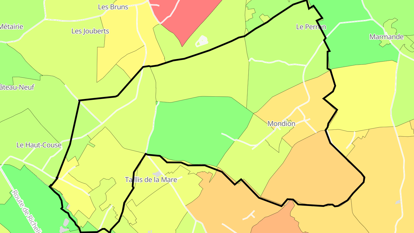 Carte des prix de l'immobilier Mondion